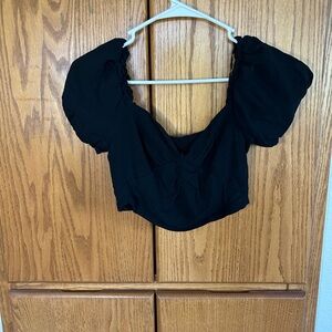 Elegant Black Puff Sleeve Top